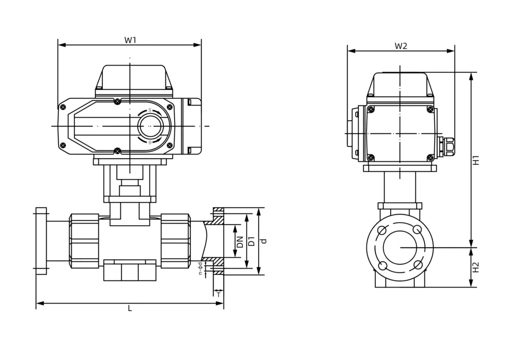 电动塑胶防腐法兰球阀尺寸图 电动塑胶防腐法兰球阀尺寸图