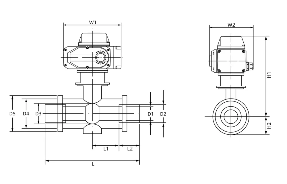 电动塑料防腐球阀 5 电动塑胶防腐活接球阀尺寸图