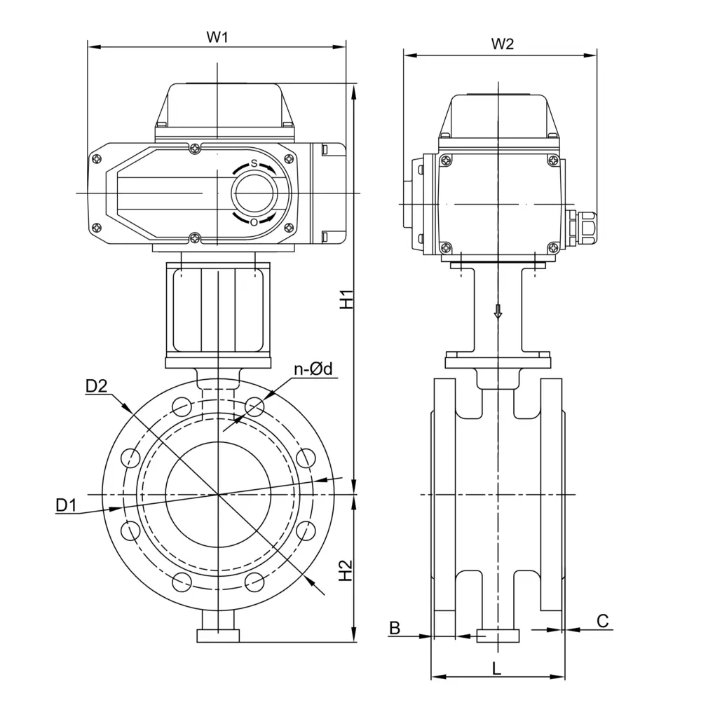 电动软密封蝶阀 3 电动法兰硬密封蝶阀尺寸图