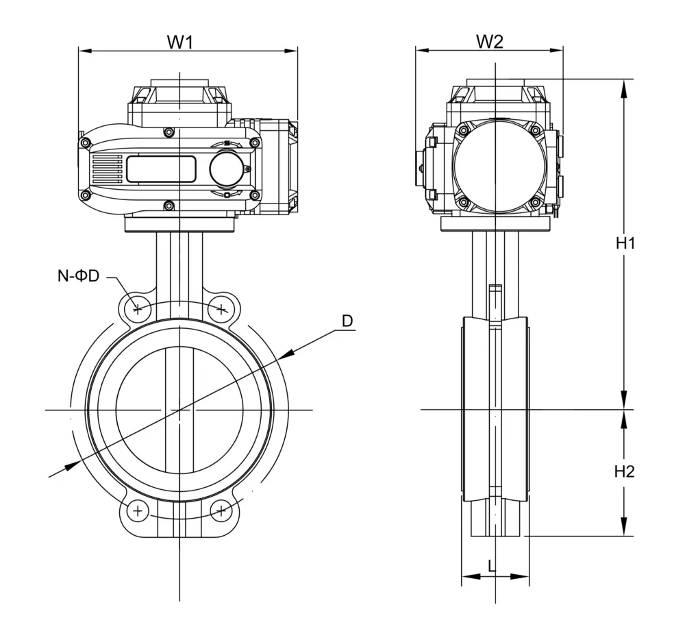 防爆电动软密封蝶阀 6 防爆对夹蝶阀尺寸图