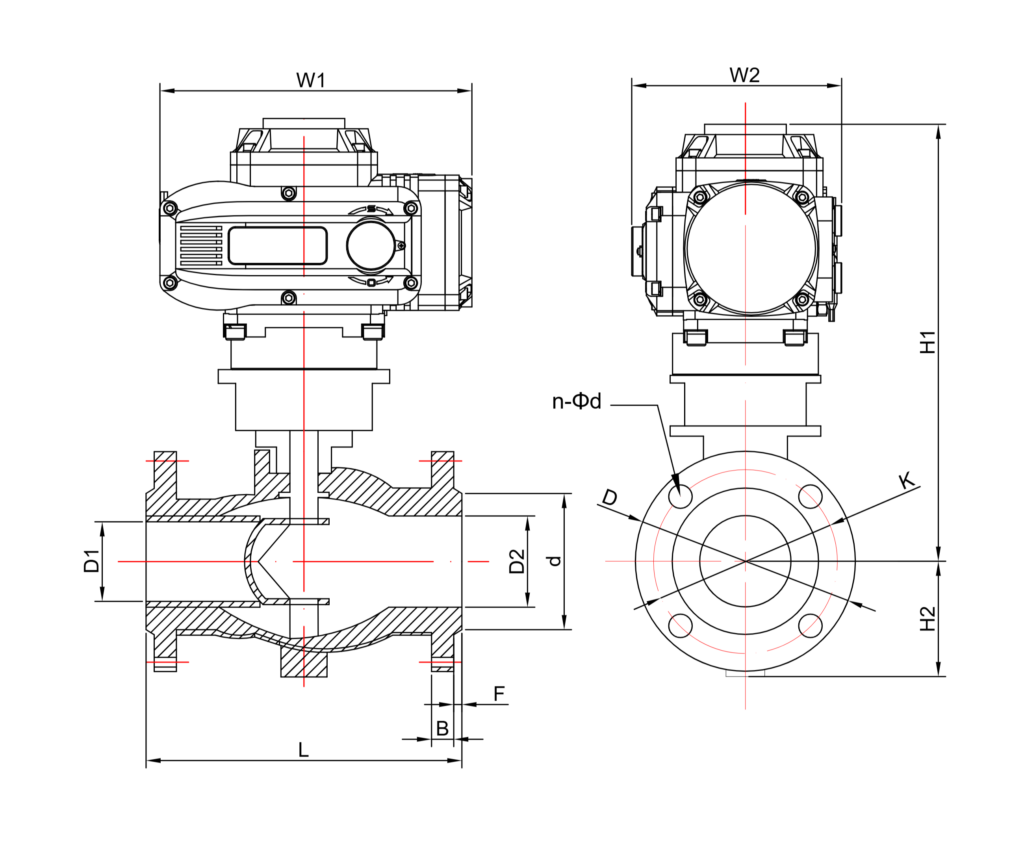 防爆电动硬密封球阀 2 防爆法兰硬密封球阀尺寸图