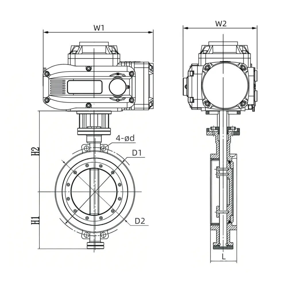 防爆硬密封蝶阀 7 防爆法兰硬密封蝶阀尺寸图