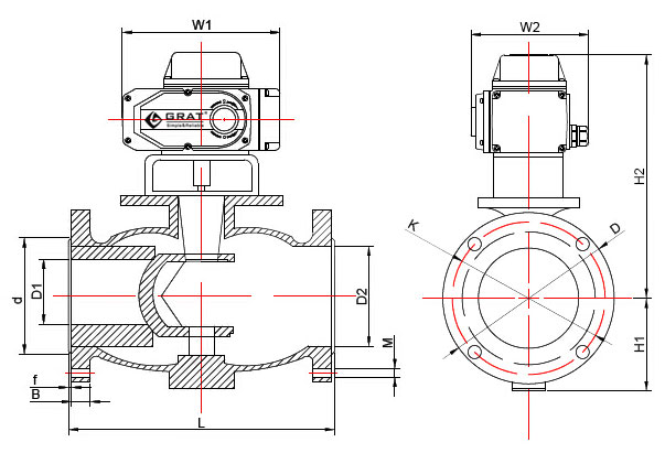 法兰式硬密封电动调节阀主要连接尺寸图 155I1GI 1