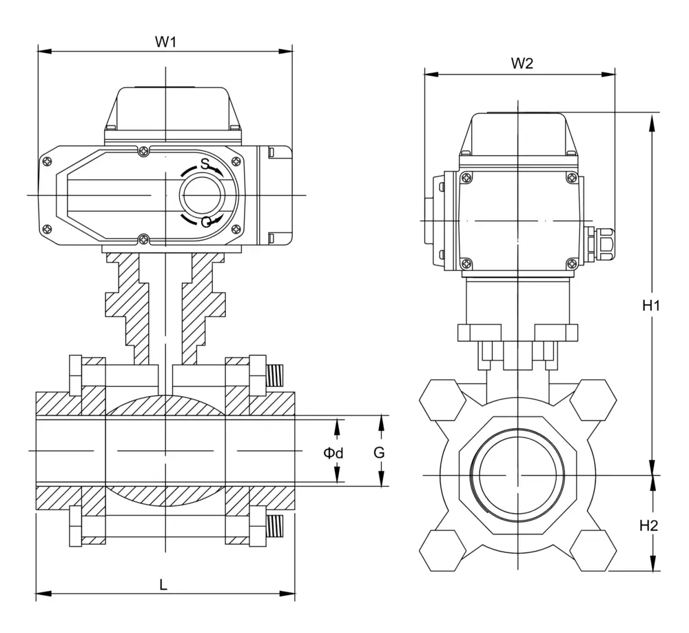 电动内螺纹球阀尺寸图 电动内螺纹球阀尺寸图