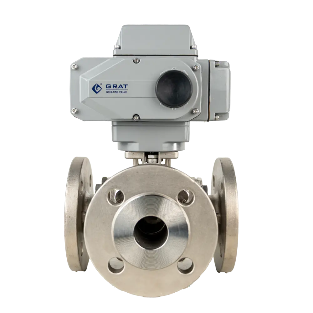 电动三通球阀 2 电动法兰三通球阀3