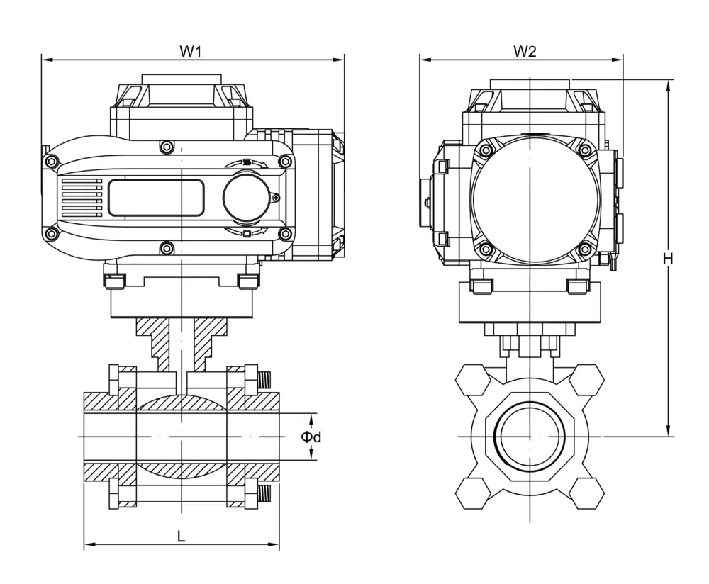 防爆电动内螺纹球阀尺寸图 防爆电动内螺纹球阀尺寸图