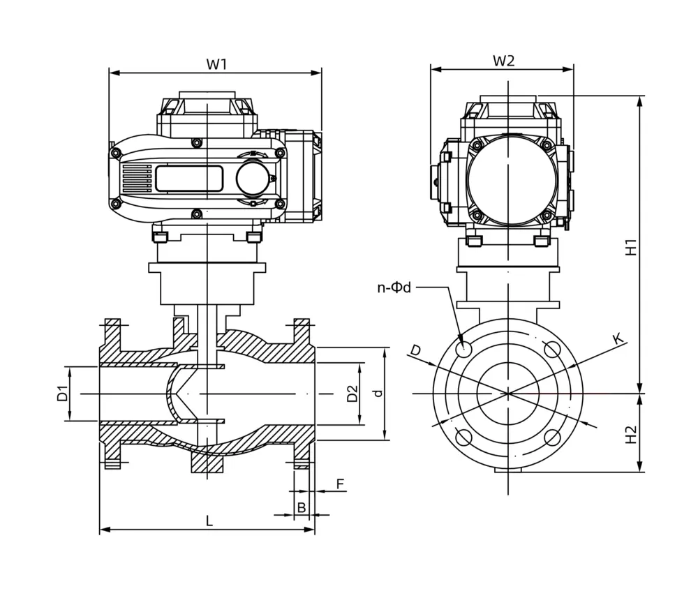 防爆电动v型调节阀 7 防爆长法兰v型球阀尺寸图