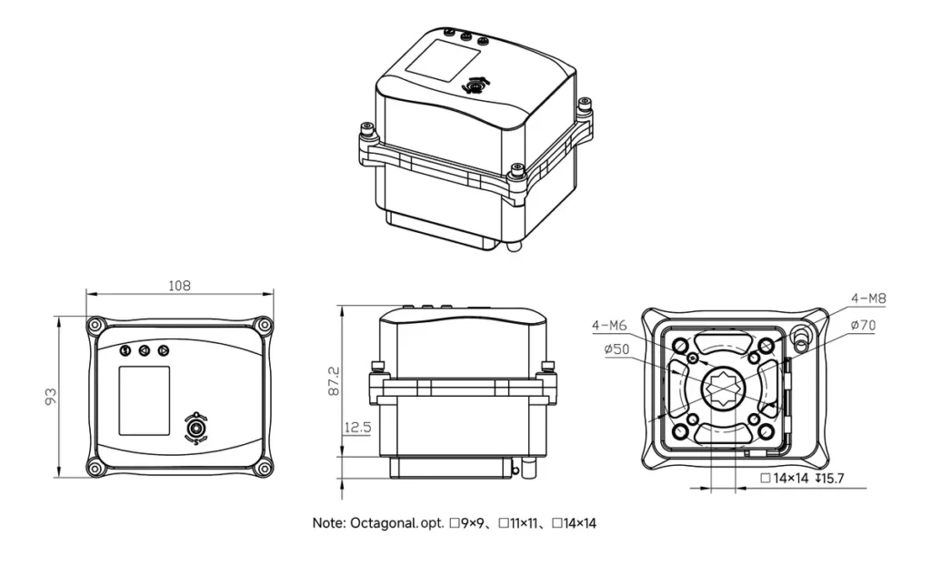WA-50 物联网微型执行器 2 EA 50 Dimension Diagram