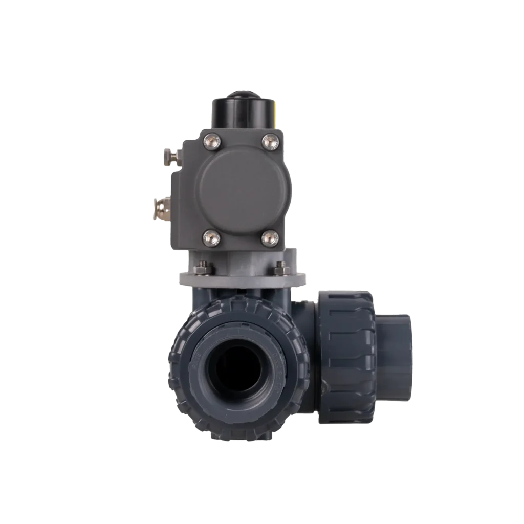 UPVC pneumatic Three-Way Ball Valve UPVC pneumatic Three Way Ball Valve