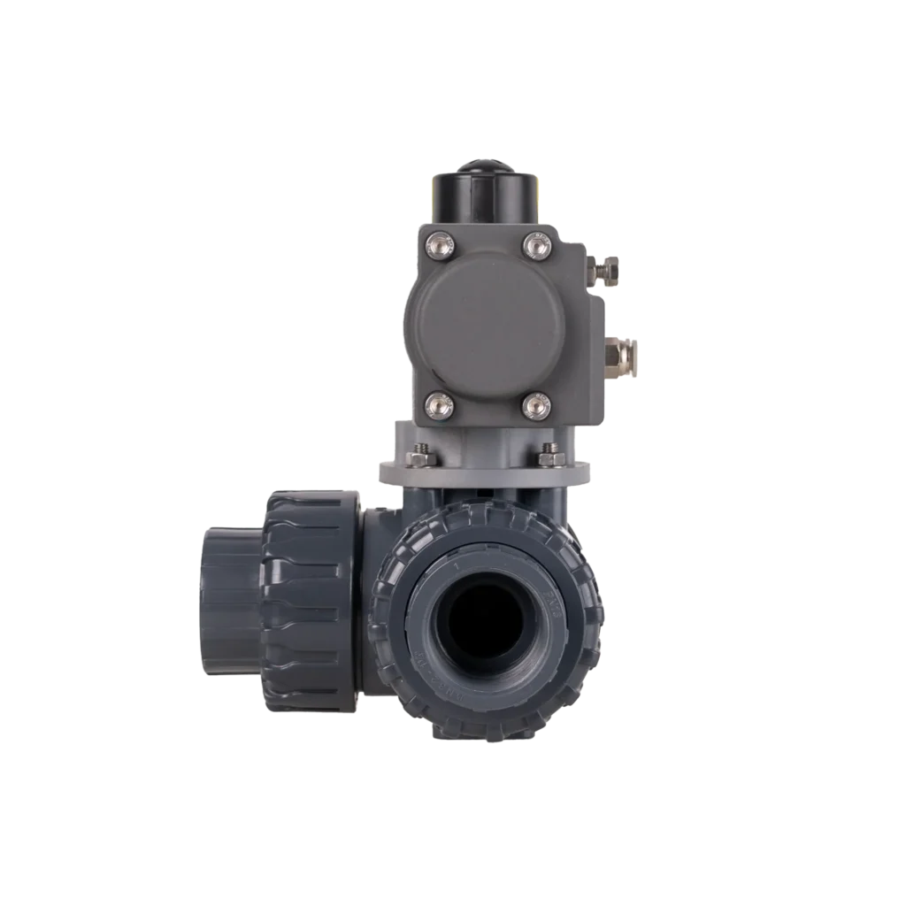 UPVC pneumatic Three-Way Ball Valve-2 UPVC pneumatic Three Way Ball Valve 2