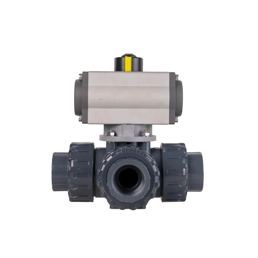 UPVC pneumatic Three-Way Ball Valve-3 UPVC pneumatic Three Way Ball Valve 3