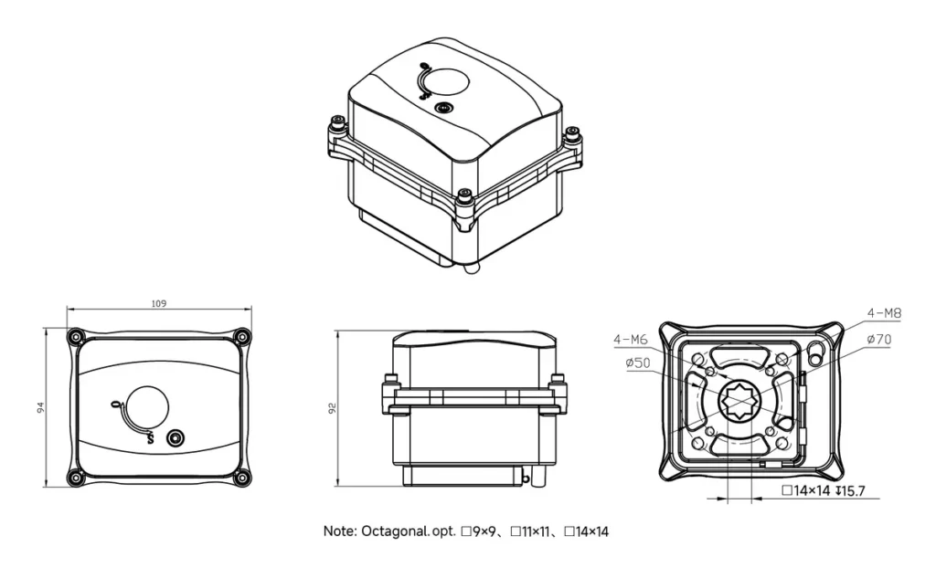 WA-50 微型执行器(开关型) 1 WA 50On Off Dimension Diagram